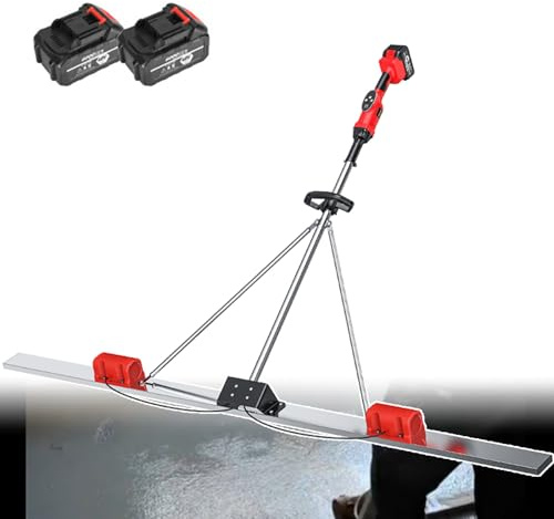 LADECNERHT Strumento per La Finitura del Calcestruzzo da 180cm / 200cm, Kit Vibrante per Massetto in Calcestruzzo, con Batteria Ricaricabile, Raschietto Elettrico per Calcestruzzo,2 Battery 2m