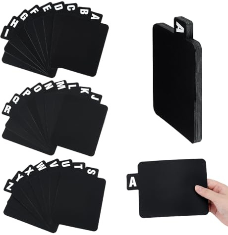 WADORN 26 pack de Séparateurs en Vinyle Noirs pour Rangement de Disques Index Alphabétique AZ Séparateurs D'Étagères pour Pochettes D'Album Bandes Dessinées Configuration DJ à Domicile Bibliothèque