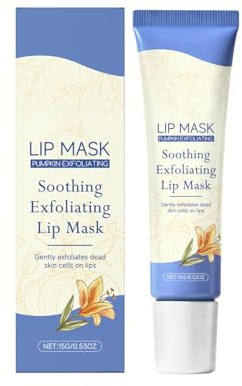 Pumpkin Exfoliating & Soothing Lip Mask - Hydrating Overnight Lip Treatment with Pumpkin Extract & Shea Butter - Gentle Lip Scrub & Repair Balm for Dry, Cracked Lips - Nourishing Leave-On Lip Care