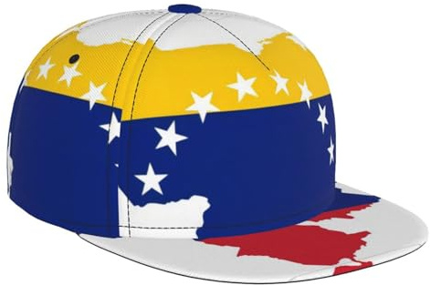 BLWSLC Gorra de béisbol estampada con la bandera de Venezuela, ala plana, adecuada para actividades al aire libre como viajes, senderismo y pesca, color negro