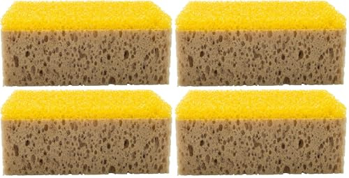 Jmb+ JMBPLUS 9994 - Éponge Double Face Spéciale Insectes de 20 cm - pour Retirer Les Insectes Morts et collés sur la carrosserie de Votre Voiture, Jaune (Lot de 4)