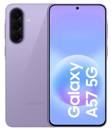 Samsung Galaxy A57 5G, 256GB, Móvil Fino con IA, 8GB, Gran Angular 50MP, Autonomía 2 Días, Batería 5000mAh, IP68, Garantía del Fabricante 3 Años + 1 Año Extra, Color Lila (Versión Española)
