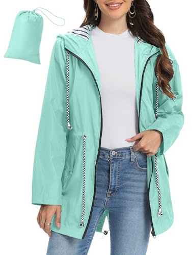 UMIPUBO Vestes Imperméables Femme avec Capuche Zip Poncho Pluie Léger Vêtements de Pluie pour Randonnée Camping Activités