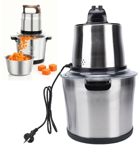 Annadue 1800W Elektrisk Köttkvarn SUS304 Rostfritt Stål, Kommersiell Matberedare Grönsakshackare för Vitlök Chilinötter, 10L Stor Kapacitetsmixer med Dubbel Hastighet (#1)