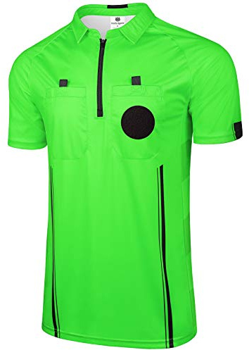 FitsT4 Sports Pro Soccer Referee Jersey Short Sleeve Ref Shirts Green Medium