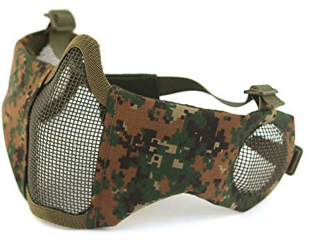 HANSTRONG GEAR Tactical Airsoft Metal Mesh Breathable Protective Half Face Mask With Ear Cover JD
