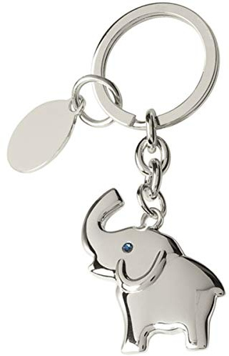 Schlüsselanhänger Elefant (9 cm) | Silber Plated versilbert | Gravurplatte | Edles Geschenk mit Box