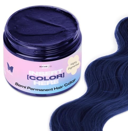 INH Semi Permanent Hair Color | Color Depositing Conditioner | Dark Blue Hair Dye | No Bleach No Peroxide Temporary Royal Sapphire Tint for Women, Men | Vegan, Sulfate & Ammonia Free, Ready to Use 6oz