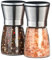 FARI Salz- und Pfeffermühlen Set, 2er Pack von Glas Pfeffermühlen Shaker mit Einstellbarer Grobheit (kurz)