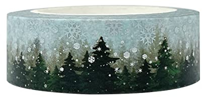 allydrew Holographic Foil Washi Masking Tape, 15mm x 10M, Pine Trees in Snow