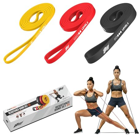 ZZGO Kit Élastique Musculation et Fitness | Ensemble 3X inclut 3 Bandes | Entraînement à la Maison, en Salle de Sport ou en Extérieur | Exercices Multiples pour Hommes et Femmes