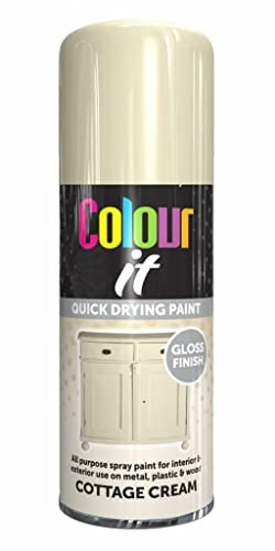 Elito Home & Garden® All Purpose Aerosol Spray Paint 400ml | Indoor Outdoor Home Garden | Quick Drying Spray, Fast Dry | Excellent Coverage for Metal, Wood, Plastic and More (Pack of 1, Cottage Cream)