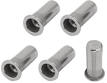 METALLIXITY Sealed Rivet Nuts (M10) 5Pcs, Stainless Steel Blind Closed End Threaded Insert Nuts - for Furniture Mechanical Fasteners, Silver Tone