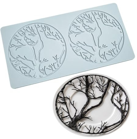 TUKE Stampi a forma di foglia fai da te ad anello in silicone per tuile, foresta ad anello, stampi per tuile, stampi 3D per fondente, cioccolato, caramelle, per pasticceria (foresta di alberi G, 26,3