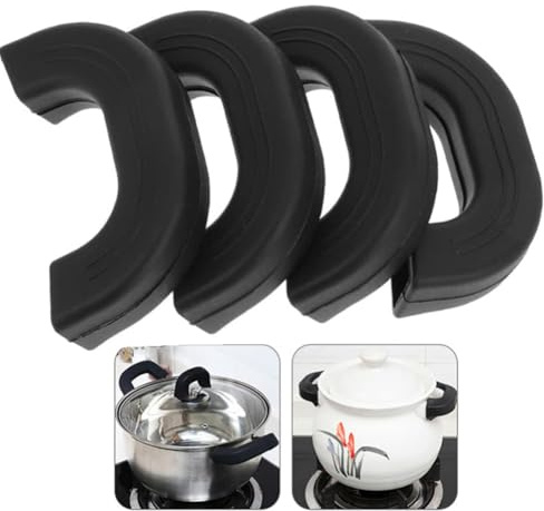Pot Handle Holder, 4pcs Silicone Assist Handle Holder heat-resistant and Heat-insulating Silicone Handles Silicone Pot Earrings Anti-scald Hand Protector, Suitable for Pans, Casserole, Frying Pans