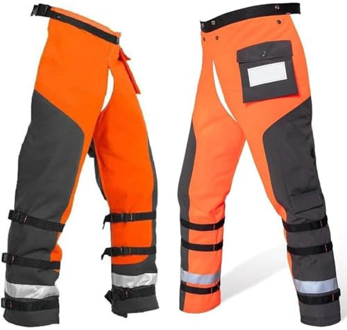 Motorsågsbyxor, 9-lagers skyddsbyxor, storlek justerbar upp till 102 cm, förkläde stil design, lätt att sätta på och ta av, säkerhetsloggning säkerhet anti-skärning för skärning och loggning