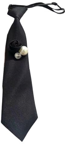 YUNNESS Elegante Damen-Krawatte mit Blumenmuster, Strass, Perlen, vorgebunden, für Geschäftstreffen und Hochzeiten, verstellbare Hemdkrawatte, Schwarz , 28 cm