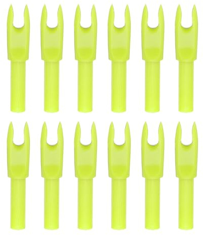 PATIKIL Cocche per Frecce da Tiro con L'Arco da 4,2 mm, Confezione da 12 Inserti in Plastica per Frecce di Ricambio per Frecce da Caccia, Tiro con Arco Ricurvo Compound, Giallo