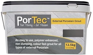 PorTec External Porcelain Grout - Midnight - 12.5kg Also Suitable For Internal Porcelain - Non-Slumping - Frost Resistant - Easy to clean & use