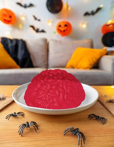 FIESTAS GUIRCA | Molde de Silicona Cerebro (24x18 cm) - Decoración de Mesa para Halloween y Fiestas Temáticas - Ideal para Postres y Gelatinas Terroríficas - Naranja