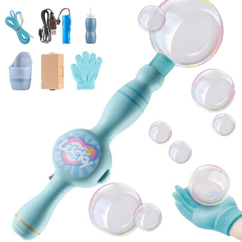 Smoke Bubble Machine - Macchina per bolle di sapone, con elastico colorato, per feste, con effetto fumo, leggera