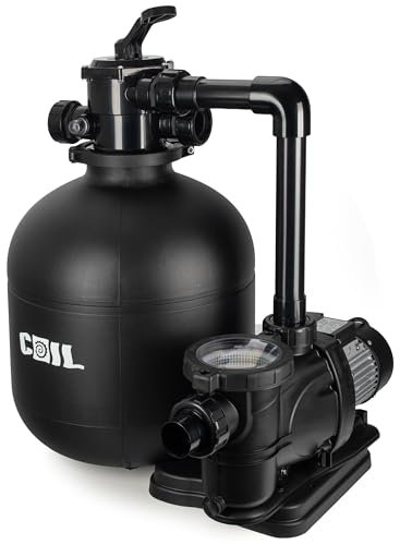 COIL Pompa filtro a sabbia, filtro a sabbia con pompa per piscina, pompa autoadescante, valvola a 7 vie con manometro, attacco Ø 32/38 mm, pressione massima di esercizio 1,5 bar
