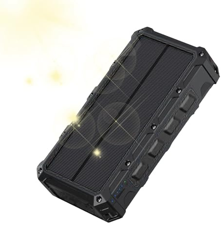 Bärbar solkraftbank med handvev – 20 000 mAh snabbladdning, 6-enhetsutgång, IPX66 vattentät – passar camping, backpacking, användning