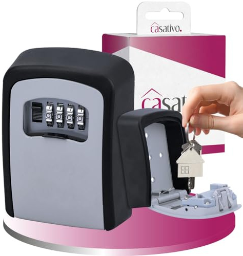 Extra sicherer Mini SchlüsselSafe mit Zahlenschloss, robustem Aluminium Gehäuse und Schutzklappe - Schlüsseltresor wetterfest für drinnen und draussen - Schlüsselkasten mit Zahlen Sicherheitsschloss