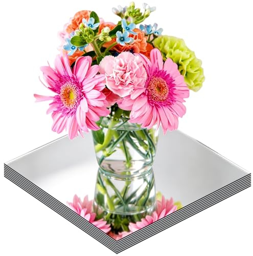 8 piatti quadrati a specchio per decorazioni da tavolo, piastrelle quadrate (senza vetro) per decorazioni da tavolo, matrimoni, decorazioni da parete, lavori di bricolage (25 cm)