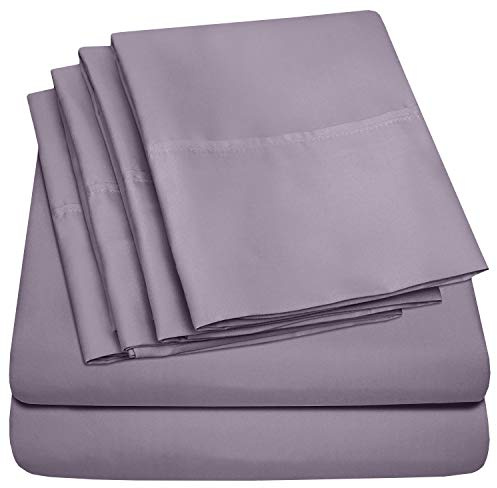 King Size Bed Sheets - 6 Piece 1500 Supreme Collection Fine Brushed Microfiber Deep Pocket King Sheet Set Bedding - 2 Extra Pillow Cases, Great Value, King, Plum