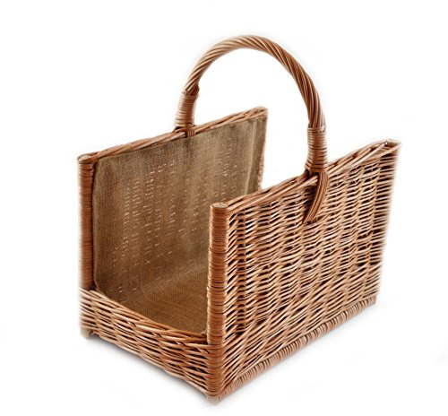 MyBer® Kaminholzkorb Rattankorb Weidenkorb Korb Tragekorb für Holz verstärkt braun K6-205_G-J