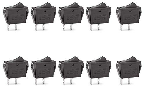 Clyxgs 10 stycken boot wippströmbrytare 2 stift lödfana SPST ON/AV mini boot wippströmbrytare AC 16A/250 V 16A/125 V