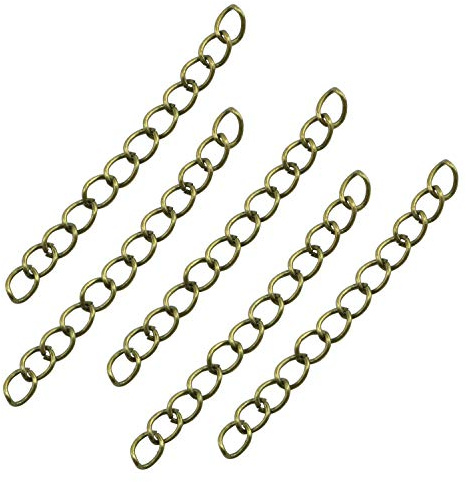 NX Garden Extensión de cola de cadena de bronce antiguo, 100 unidades, 50 x 4 mm, para hacer joyas