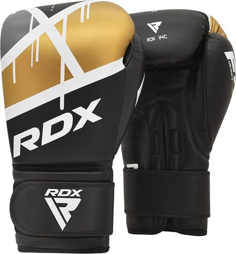 RDX Boxhandschuhe Muay Thai Kickboxen Sparring, Maya Hide Leder EGO Boxing Gloves, Sandsack Boxsack Punchinghandschuhe Adult, Kickboxhandschuhe Kampfsport MMA Training 8 10 12 14 16oz, Männer Damen