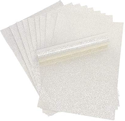 Syntego – Lot de 10 feuilles cartonnées A4 à paillettes irisées douces au toucher qui ne tombent pas, 250 g/m² (blanc)