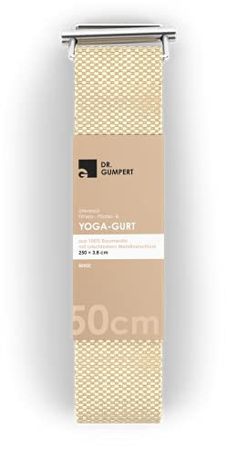 Dr. Gumpert Fitness- und Yoga-Gurt aus 100% Baumwolle für Bessere Dehnung, Beweglichkeit & Schmerzfreiheit I Nachhaltig I Yoga Band mit Verschluss I Für Anfänger und Fortgeschrittene I 250*3.8cm Creme