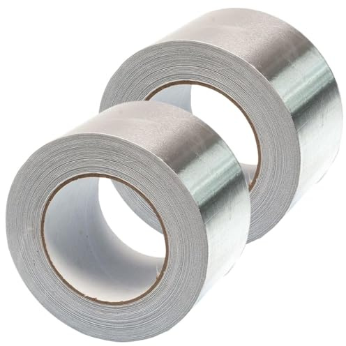 GOCABLETIES - Cinta adhesiva de aluminio ancha de 75 mm x 50 m - Autoadhesiva y resistente al agua y al calor - Ideal para sellar, reparar y aislar - 2 rollos