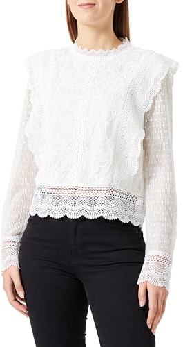 ONLY Onleliana Karo LS Lace Top Wvn Camicia da Donna, Ballerino di Nuvola, S