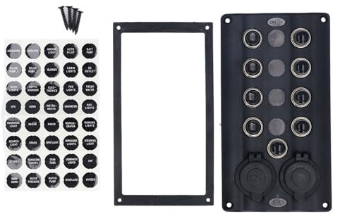 Risegun DC 12 V 4-positions-växelpanel, 4-positions-vippströmbrytare med 2 12 V cigarettändare, förkabel, överbelastningsskydd