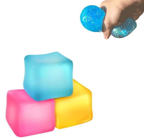 EHOTER Jouet Fidget Cube De Glace, Cubes Anti-Stress pour Soulager Le Stress Anxieux, Jouets Squishy Fidget, Jouet Sensoriel pour Enfants Et Adultes (3 pièces)