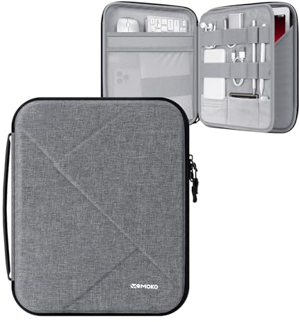 MoKo 13 Zoll Tablet Sleeve Tasche für 13 iPad Air M4 2026, Mac Neo (A18 Pro), iPad Pro 13 M5, Galaxy Tab S8+/S9+ 12.4, Hartschale Eva iPad Tasche mit Aufbewahrung und gepolstertem Griff,Grau