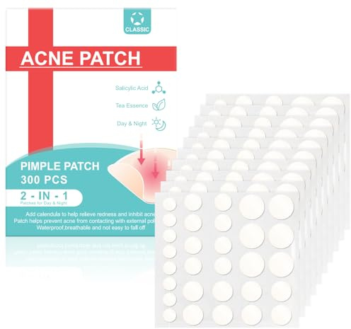 Soodyoow Acne Patches, Pimple Patches, Day & Night Time Acne Treatment, Translucent Hydrocolloid Pimple Patch Spot, Vegan & Cruelty Free (300, Rotundity)
