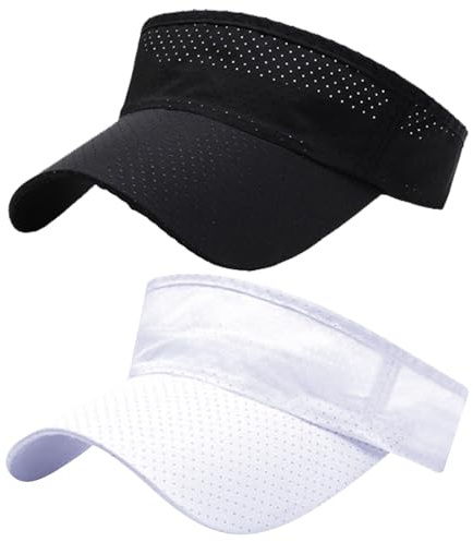 HTTDSLF 2 Pezzi Visiera Parasole Uomo Donna Regolabile, Cappelli con Parasole, Regolabile Berretto da Baseball, Cappello da Sole Unisex, per Spiaggia,Tennis,Golf