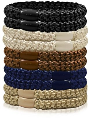 Hair Elastic Bands for Women and Girls, Pack of 10 Multicolor Thick and Thin Hair Ties, No Metal Braided Hair Bobbles