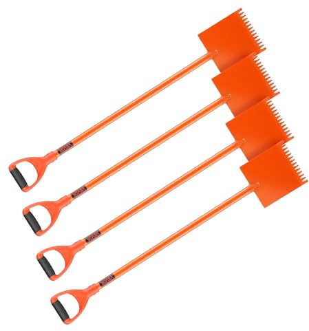 VEVOR Shingle Shovel 4 Pack, D-Grip Handle Shingle Roof Ripper, High Hardness 45# Steel & Lightweight Easy Tearing Off Roofing & Nails Tool, ideal for Commercial and Residential Use,Orange