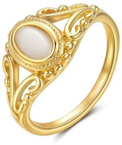Joo&Rind Anillos para mujer Oro Acero inoxidable 18K Anillos dorados Anillo vintage con perla Joyas para mujer