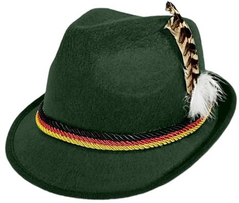 Oktoberfest Hat Brown Traditional Alpine Fedora Hats German Bavarian Hat with Feather Adults German Bavarian Beer Festival Hats for Oktoberfest Fancy Dress Accessories