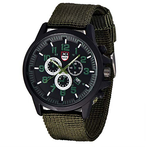 Rostfritt armbandsur kvarts män datumklocka sport analog herrklocka miniräknarklockor, gRÖN, En storlek