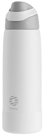 Fjbottle Gourde Isotherme Inox 750ml/1L Étanche Ouverture Facile (Blanc, 1000 ml)