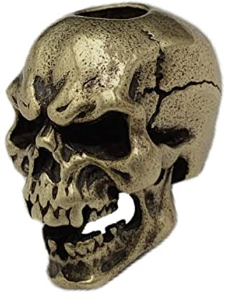 TAOYATAO Brass Skull EDC Bead Keychain, Necklace Pendant, Lanyard Bead, Brass Charm (1 pc)